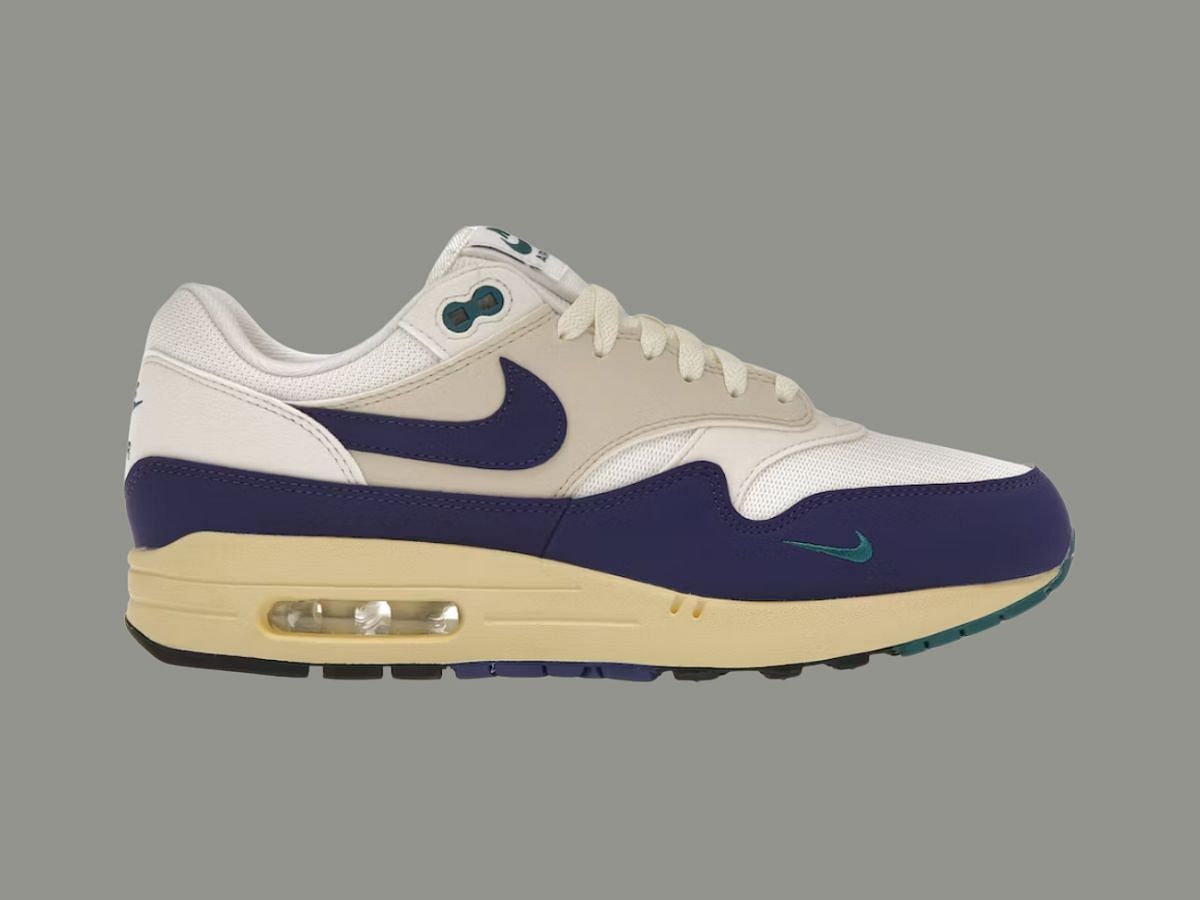 The Air Max 1 &quot;Athletic Department Deep Royal Blue&quot; sneakers (Image via StockX)