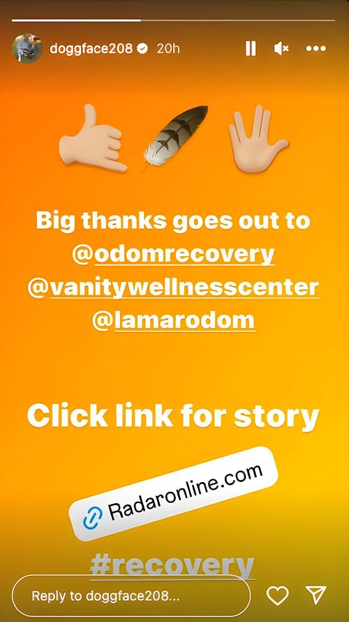 Doggface IG Story after Lamar Odom's help for his brother