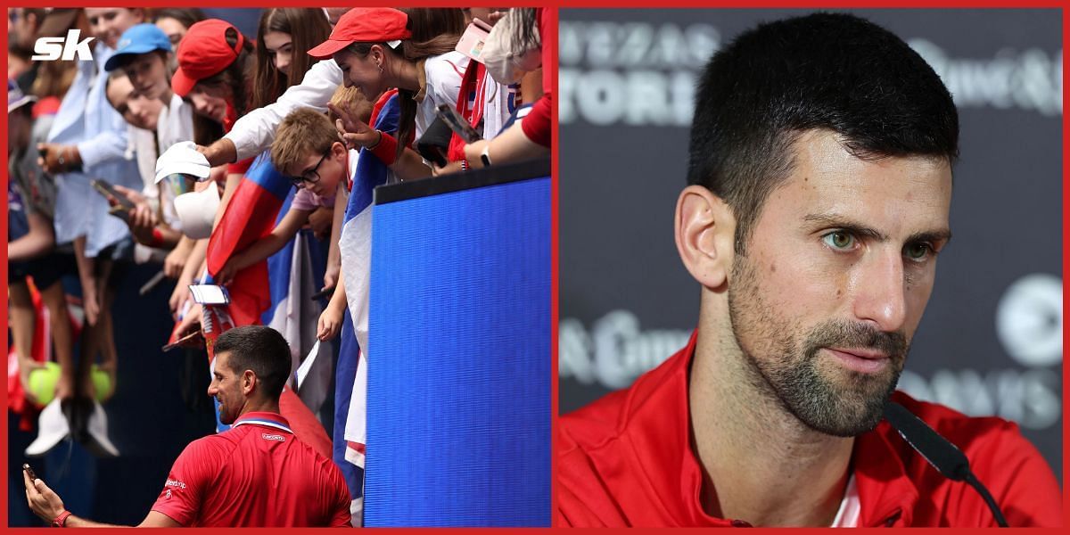 Novak Djokovic interacting with fans at the United Cup.