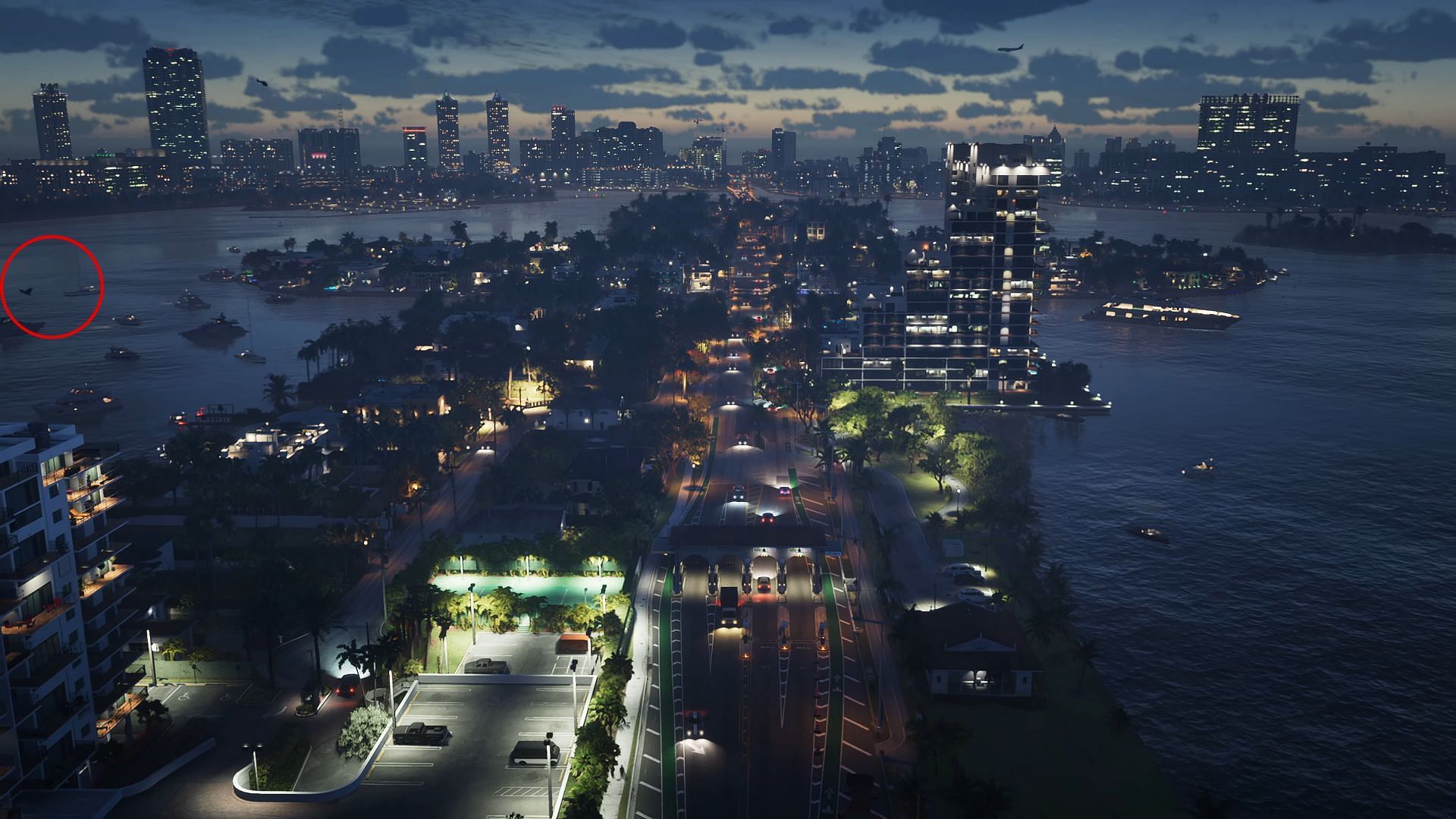 A bat flying across Vice City as seen in the Grand Theft Auto 6 trailer (Image via Rockstar Games)