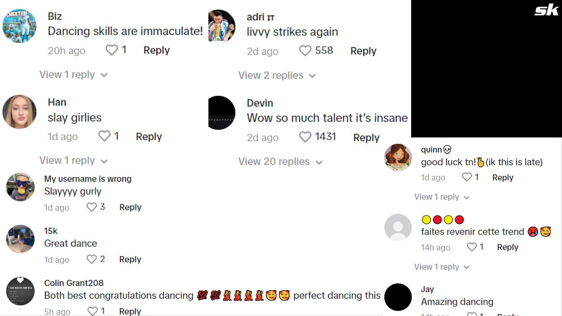 Fan reactions on Olivia Dunne&#039;s recent video post on TikTok