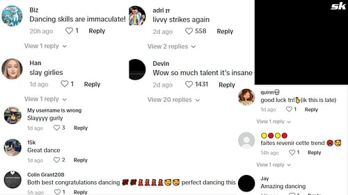 Fan reactions on Olivia Dunne's recent video post on TikTok