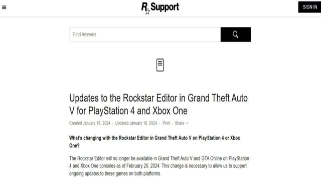 GTA 5 Online ending support for Rockstar Editor on PS4 and Xbox One
