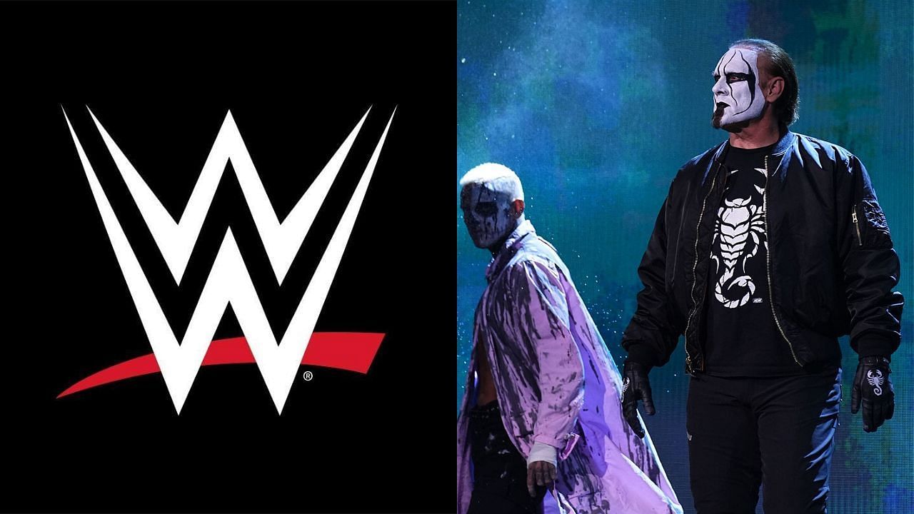 WWE logo (left) and Sting &amp; Darby Allin (right)