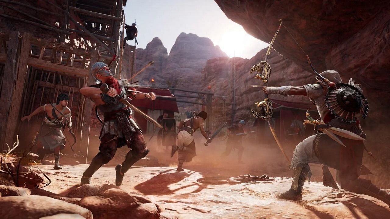 The origin of the first assassin brotherhood is shown during the journey of Bayek across the sands of Egypt (Image via Ubisoft)