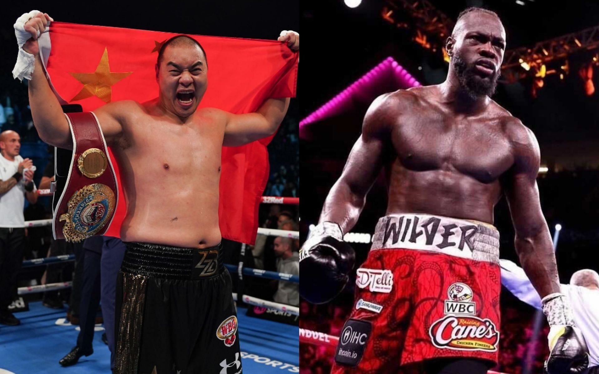 Zhilei Zhang and Deontay Wilder might meet in March. [Images courtesy of @zhileibigbangzhang and @bronzebomber on Instagram]