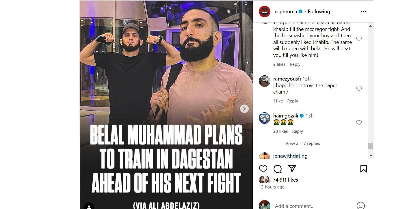 Haim Gozali reacts to Belal Muhammad&#039;s travel plans