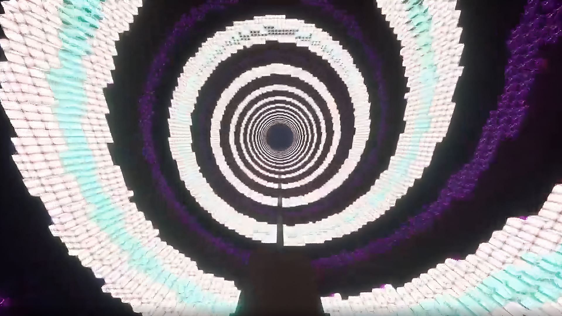 A trippy Minecraft tunnel can be a true test of building expertise (Image via Catasphorism/Reddit)
