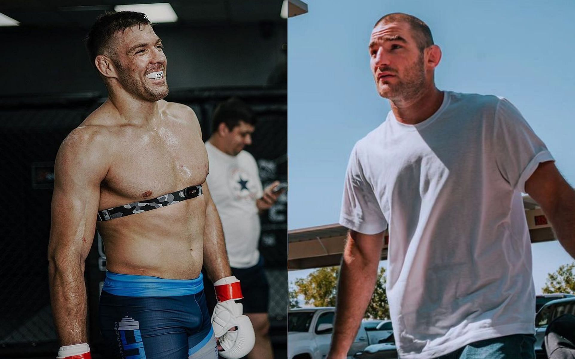 Sean Strickland (right) tried to bite Dricus du Plessis (left) during UFC 296 melee [Images courtesy @stricklandmma @dricusduplessis on Instagram]