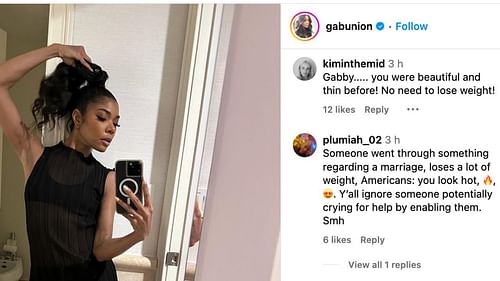 One of the fans felt there was no need for Gabrielle Union to lose weight