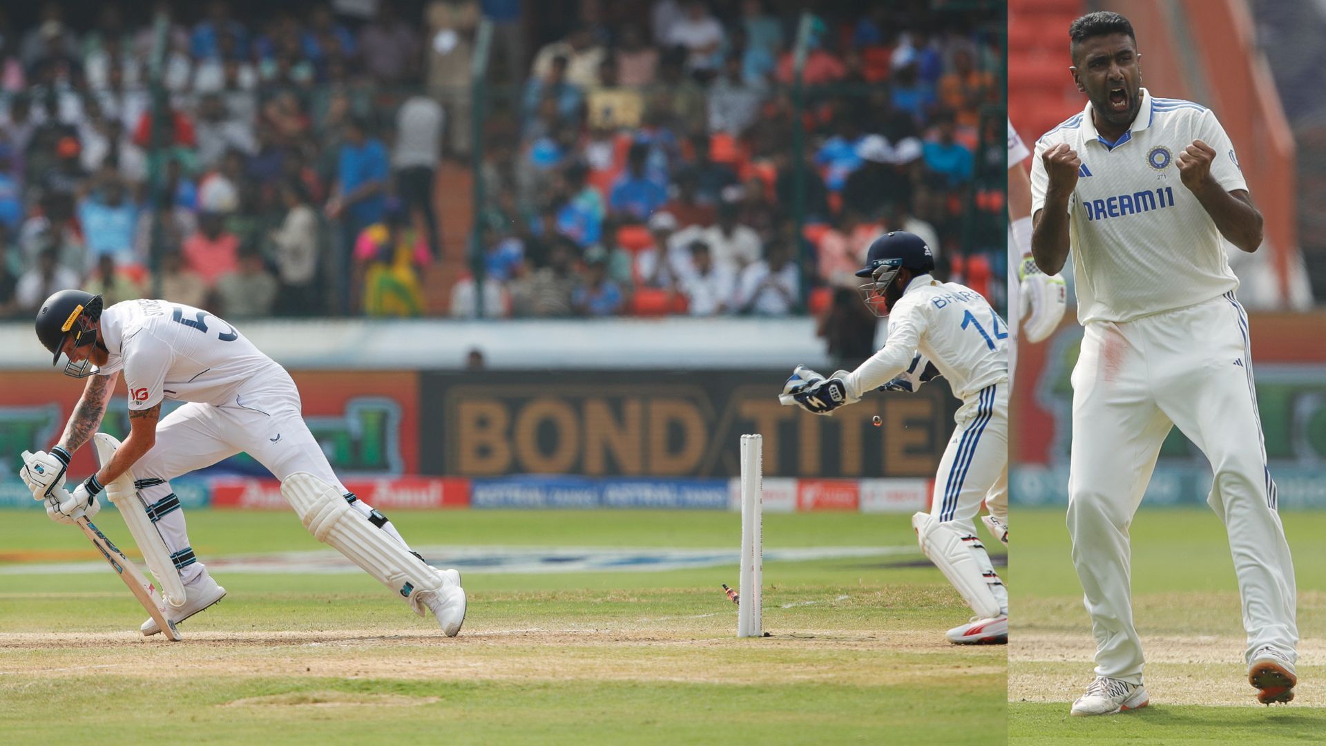 Ravichandran Ashwin was pumped up after dismissing Ben Stokes