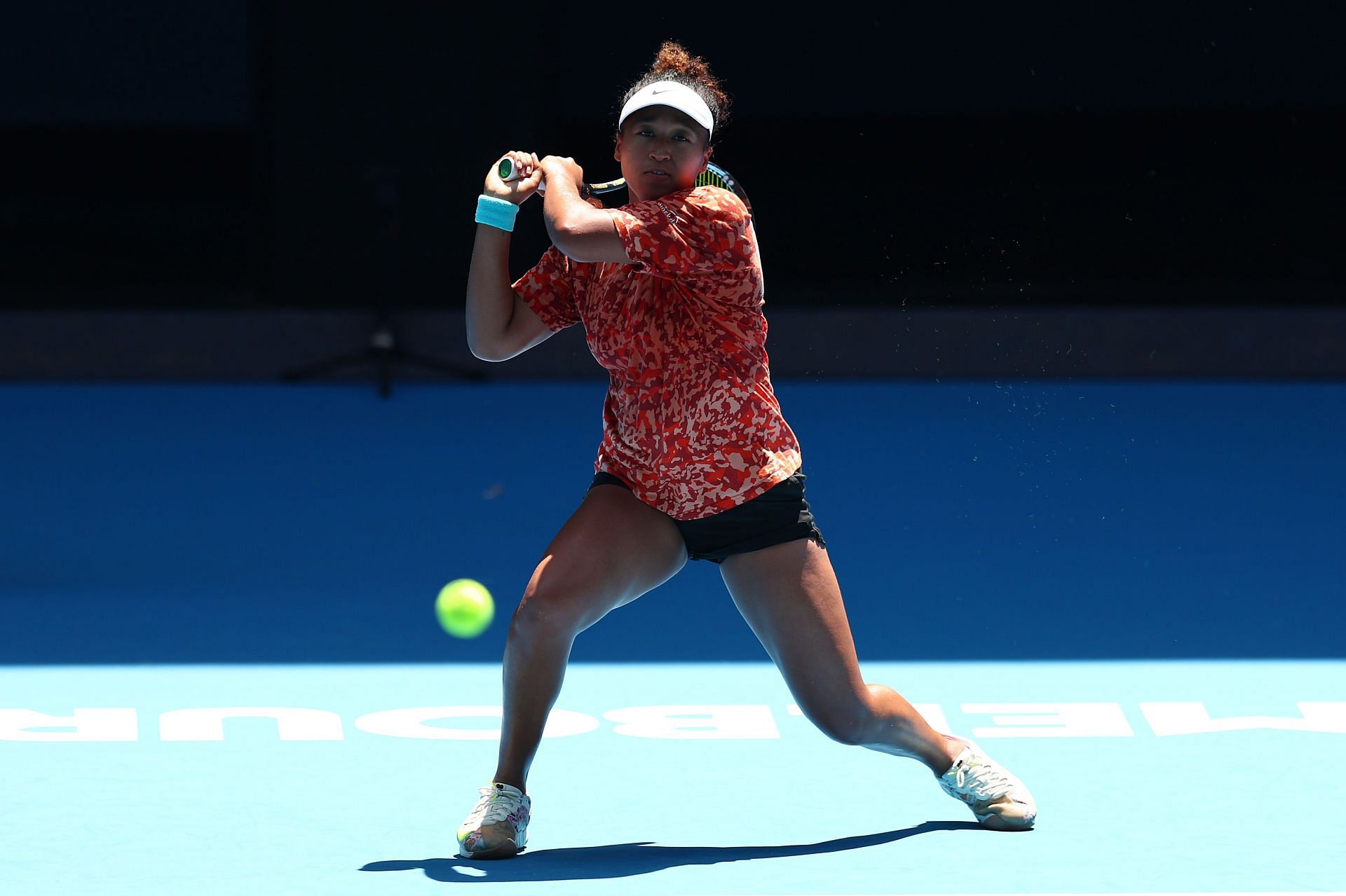 Naomi Osaka pictured during her practice session in Melbourne ahead of the 2024 Australian Open