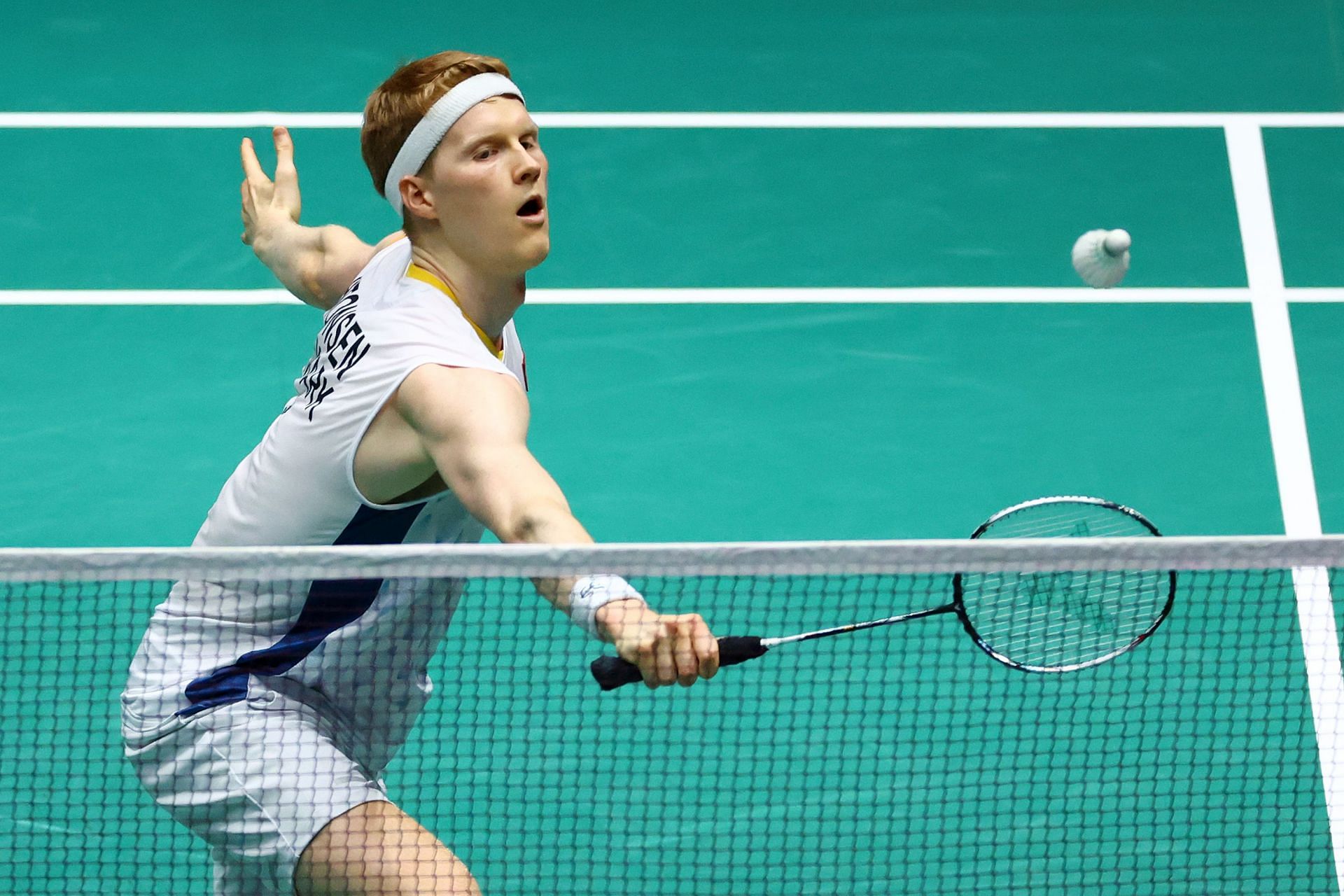 Anders Antonsen in action at the Singapore Open 2023