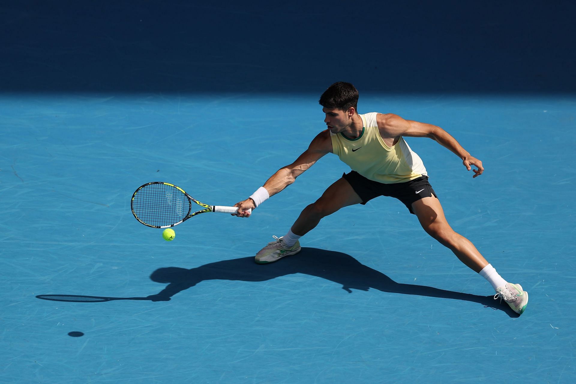 Carlos Alcaraz in action at the 2024 Australian Open.