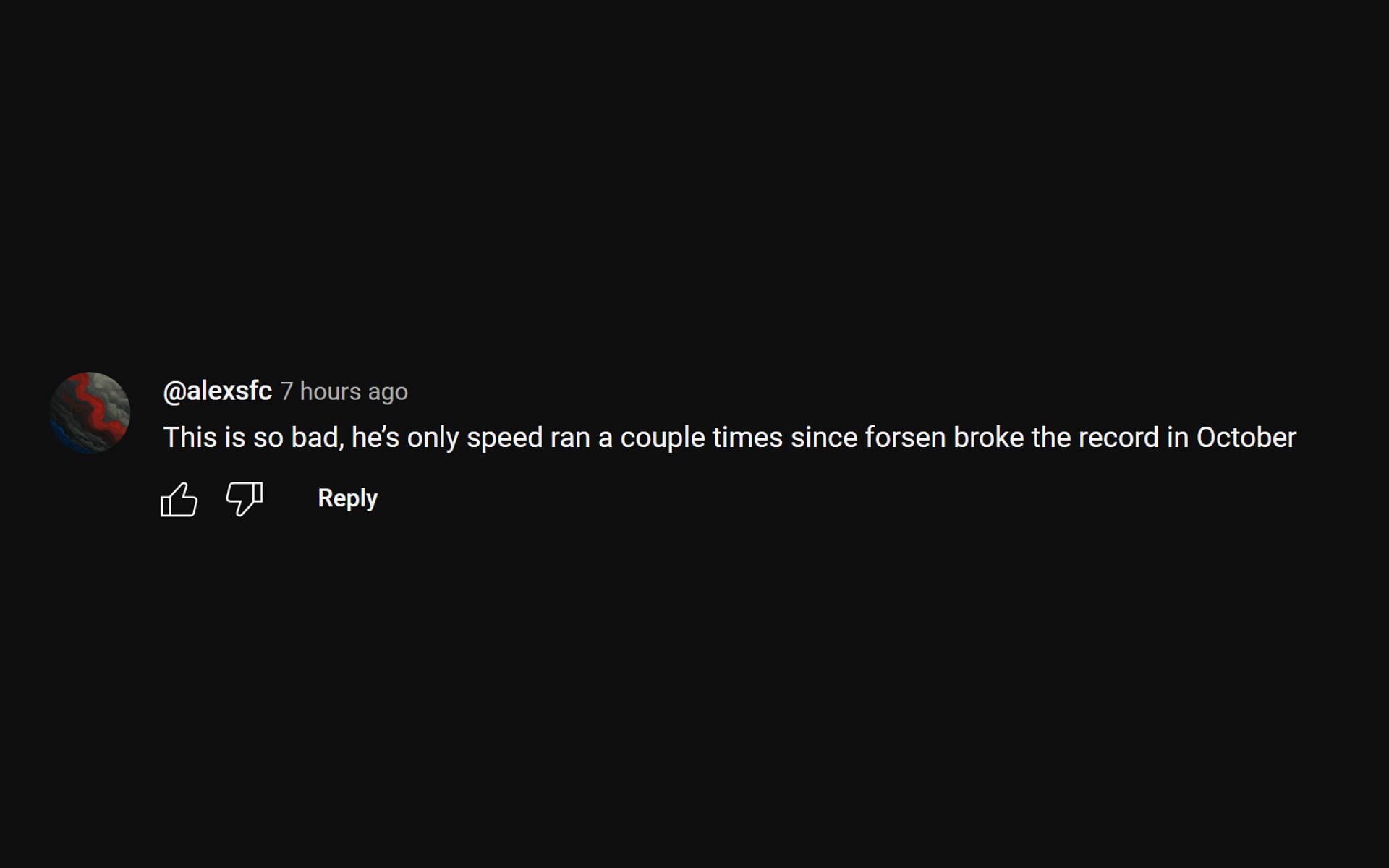 One YouTuber viewer wasn&#039;t happy with Kai Cenat&#039;s vote for Felix as the Best Speedrun Streamer (Image via YouTube comments section)