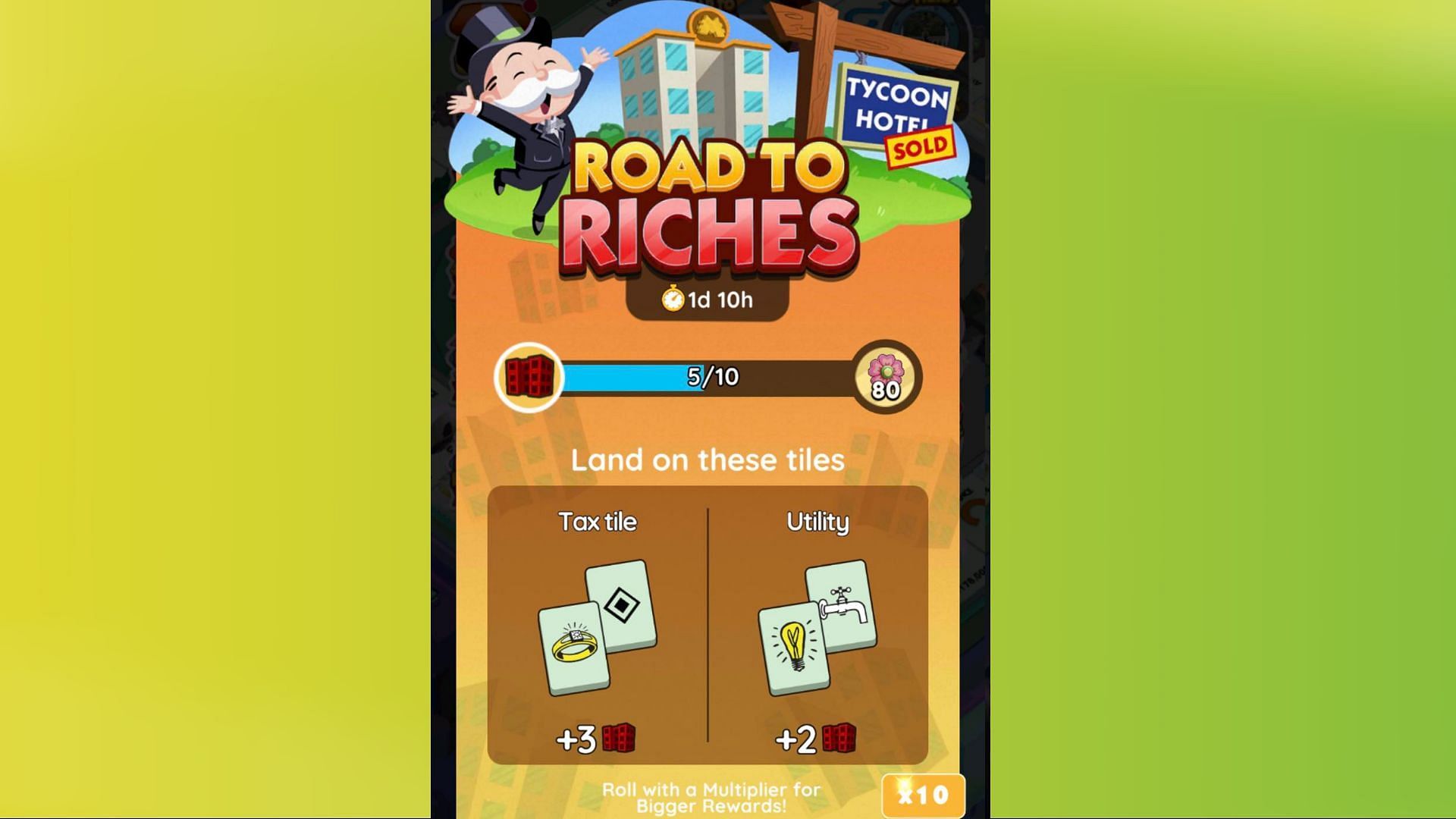 Monopoly Go Road to Riches scoring system (Image via Scopely)