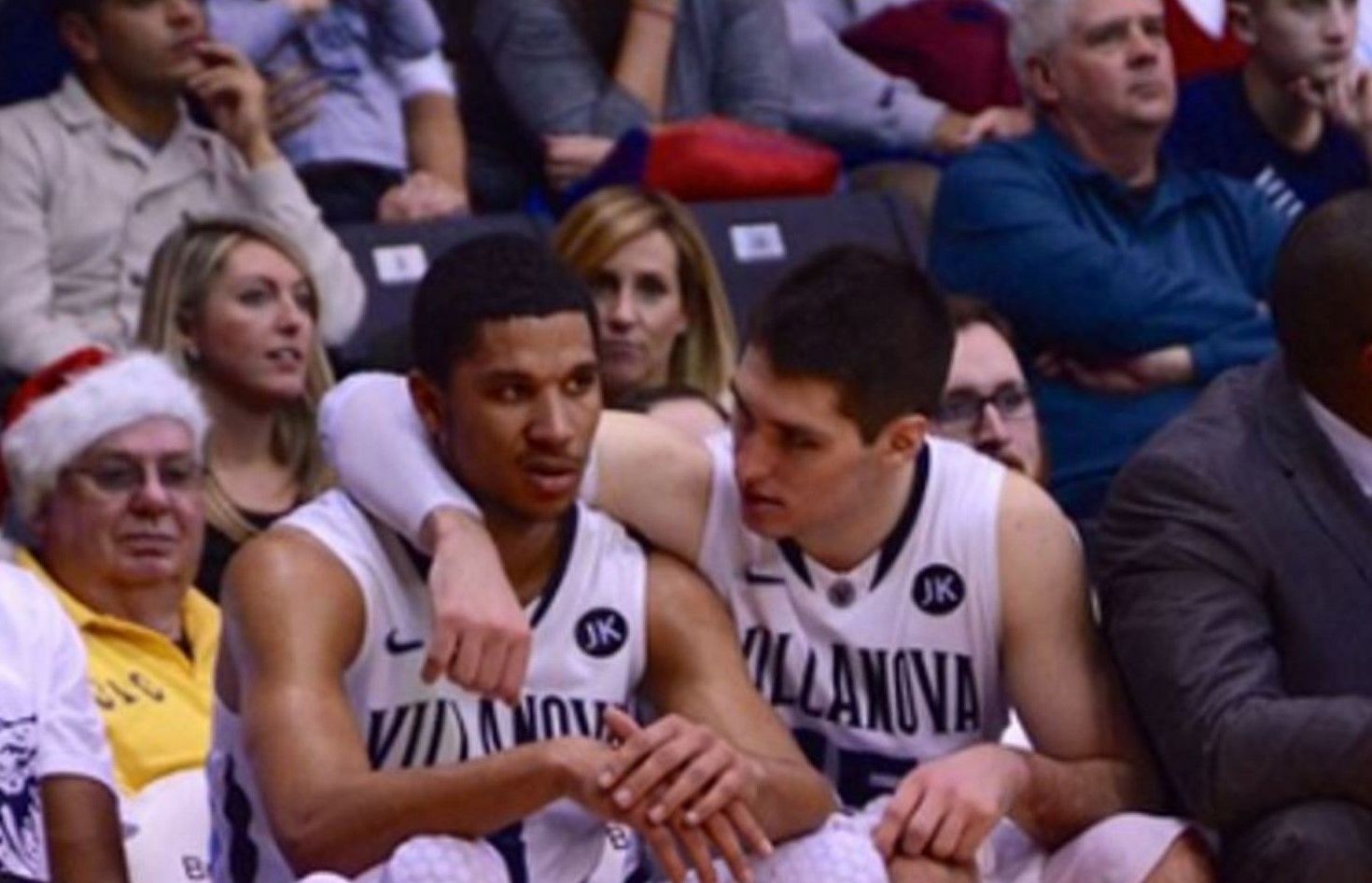 Ryan Arcidiacono (L) made fun of Villanova and New York Knicks teammate Josh Hart (R) during the game of the Wildcats against St. John