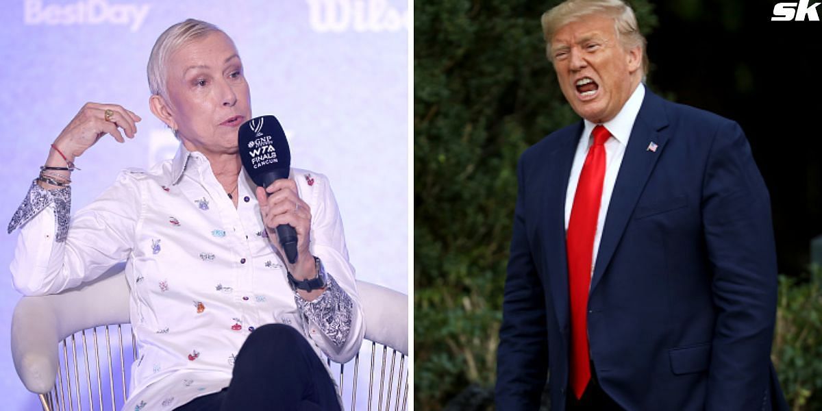 Martina Navratilova (L) and Donald Trump (R)