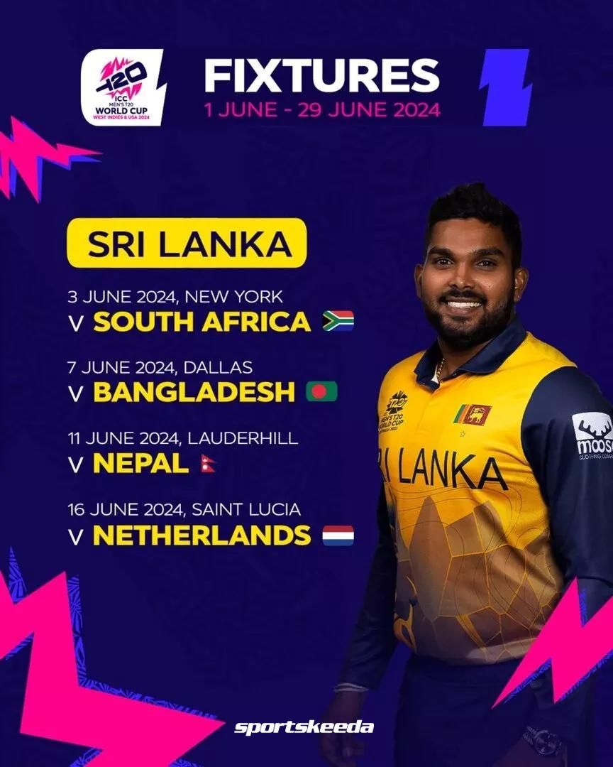 Sri Lanka T20 World Cup 2024 Schedule, Match Time & Venue