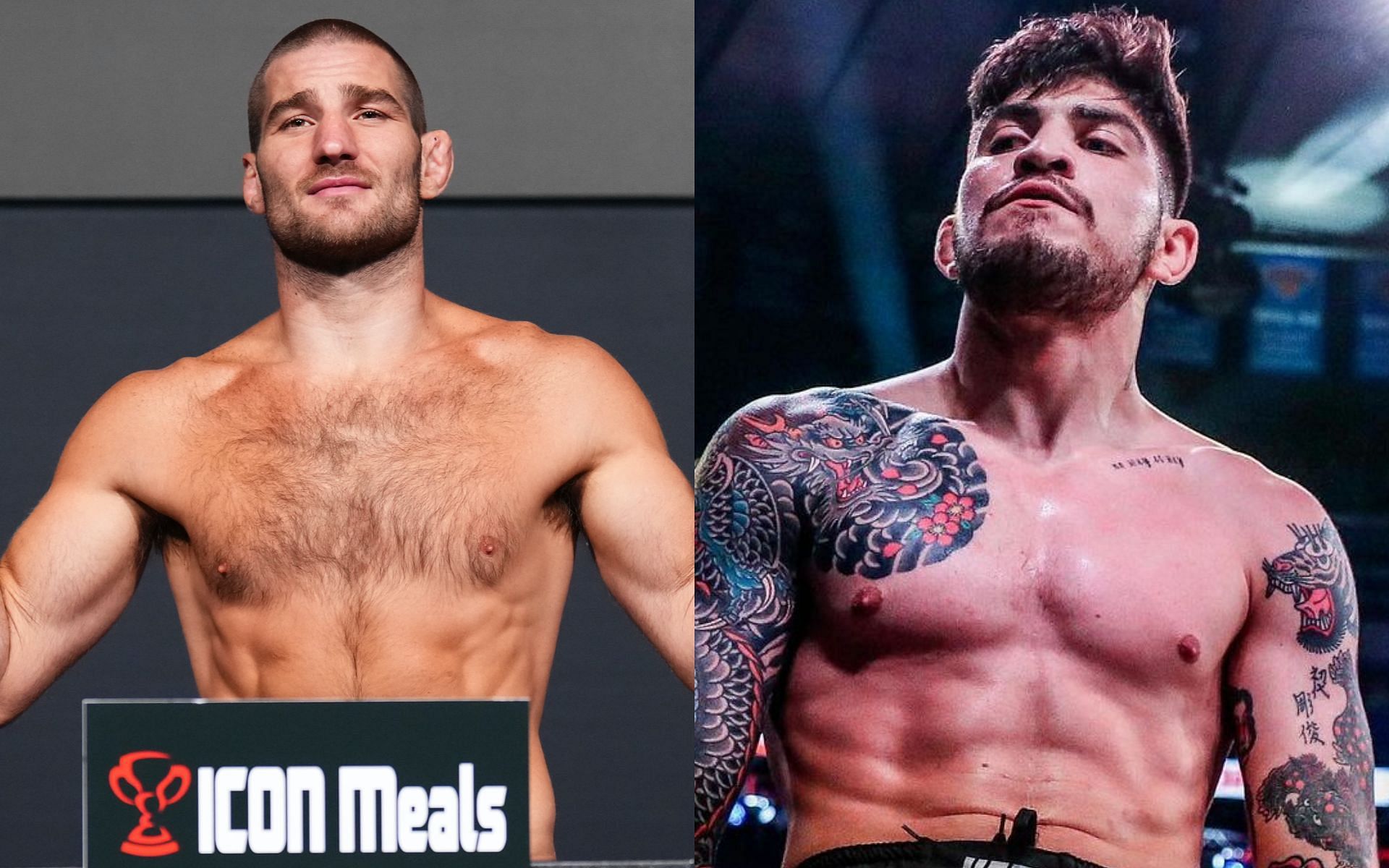Dillon Danis (right) claps back at Sean Strickland (left)[Image via: Getty Images and @dillondanis on Instagram] 