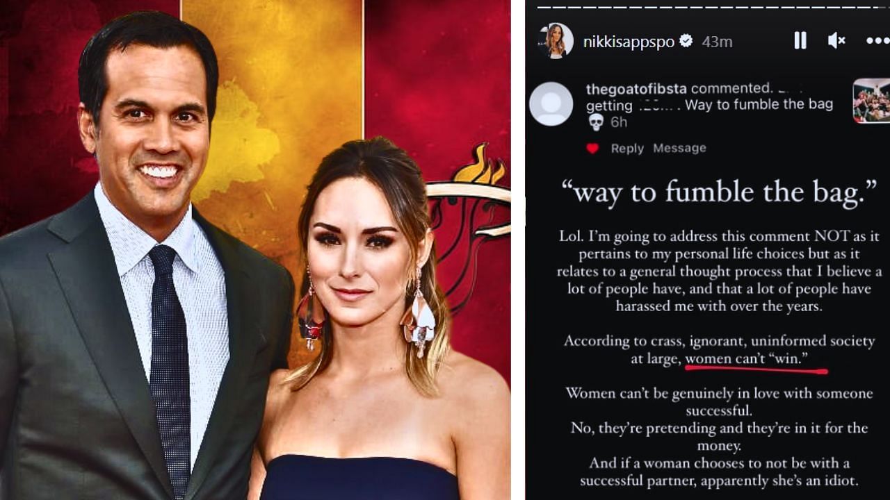 Nikki Sapp reacts to trolls mocking her for divorce with Erik Spoelstra before reported $120,000,000 extension.