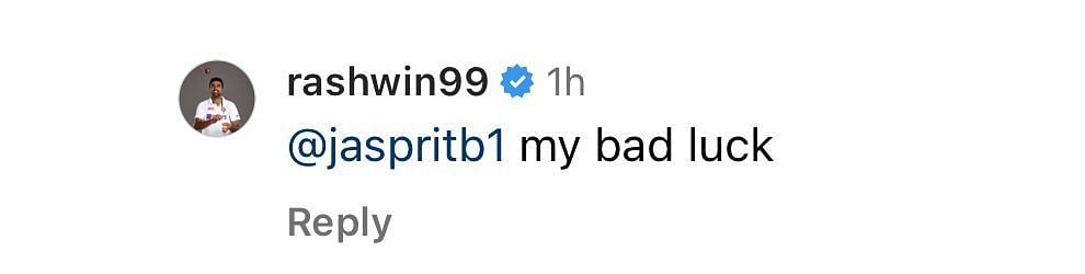Ravichandran Ashwin's response to Jasprit Bumrah's comment.