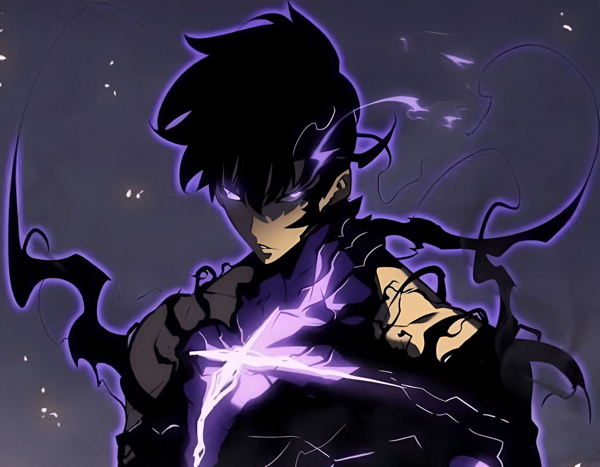 Sung Jin-Woo creates a Shadow Armor in his fight against Antares in the Solo Leveling manhwa (image via Chugong/DUBU/Webtoon)