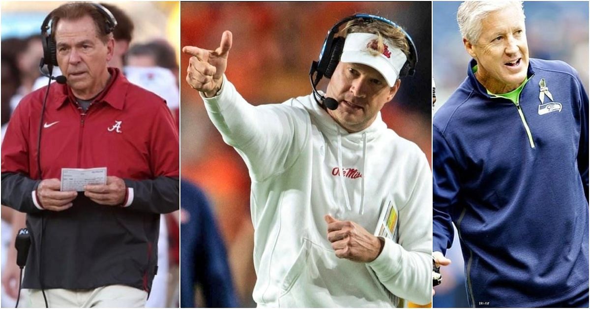 Lane Kiffin, Nick Saban and Pete Carroll