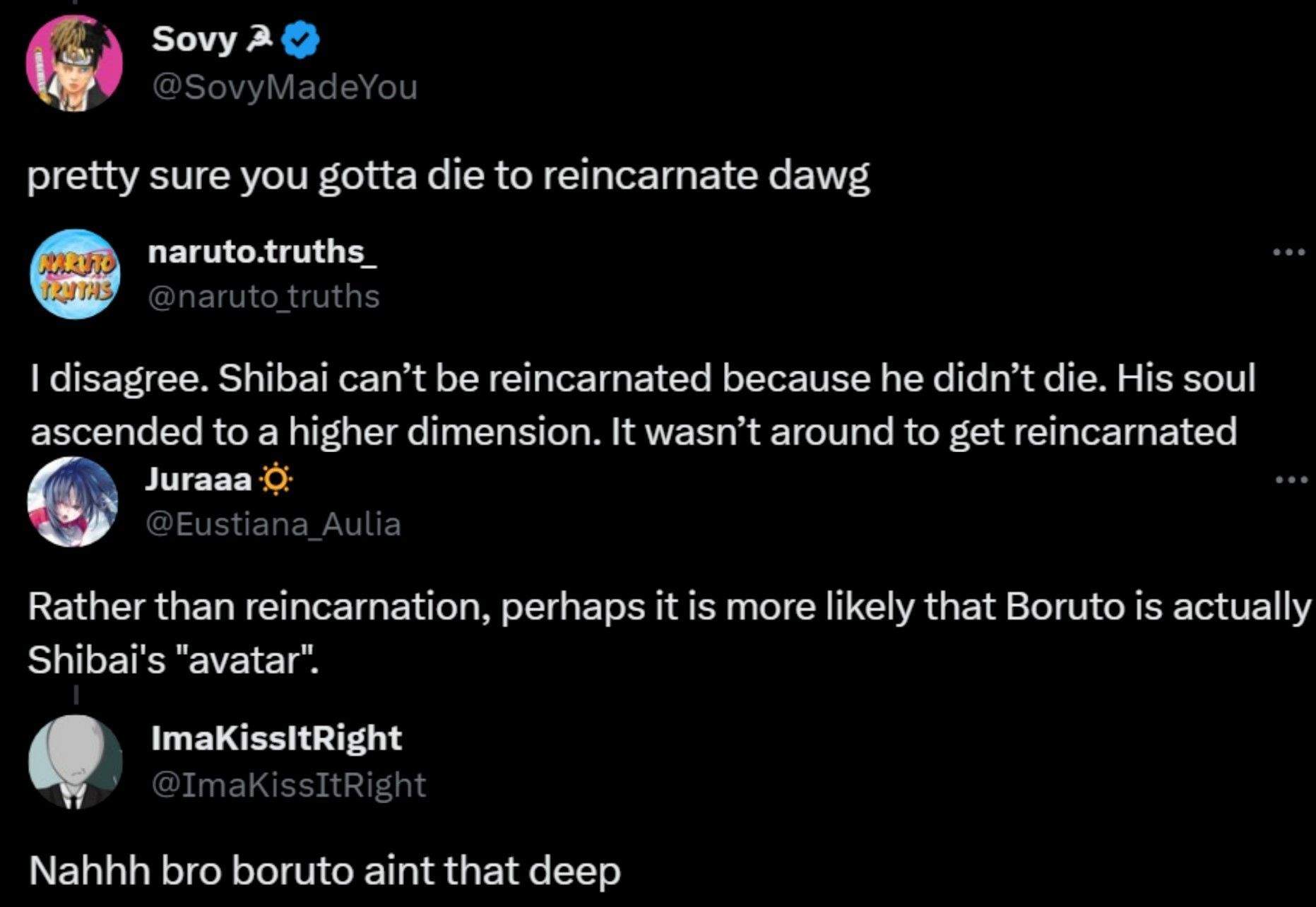 Fans react to the Boruto reincarnation theory (Screengrab via X)