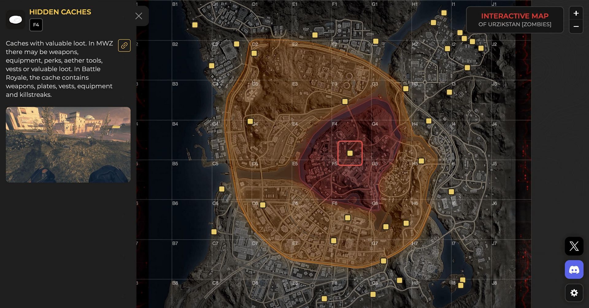 All Hidden Cache locations in MW3 Zombies Urzikstan (Image via Activision and Reddit.com/u/WZHUB)