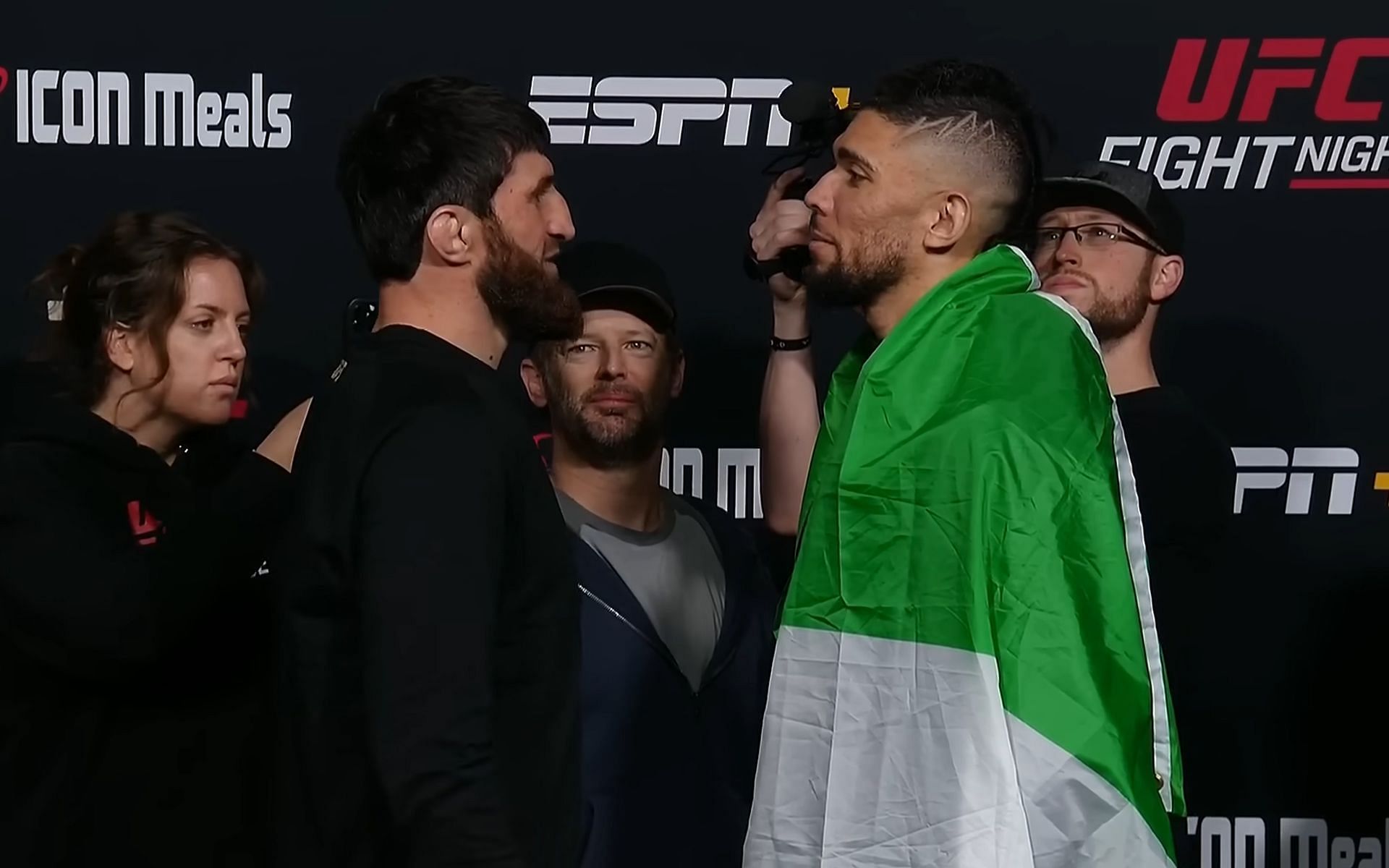 Magomed Ankalaev (left) fought Johnny Walker (right) in the UFC Vegas 84 main event (Image Courtesy: UFC official YouTube)