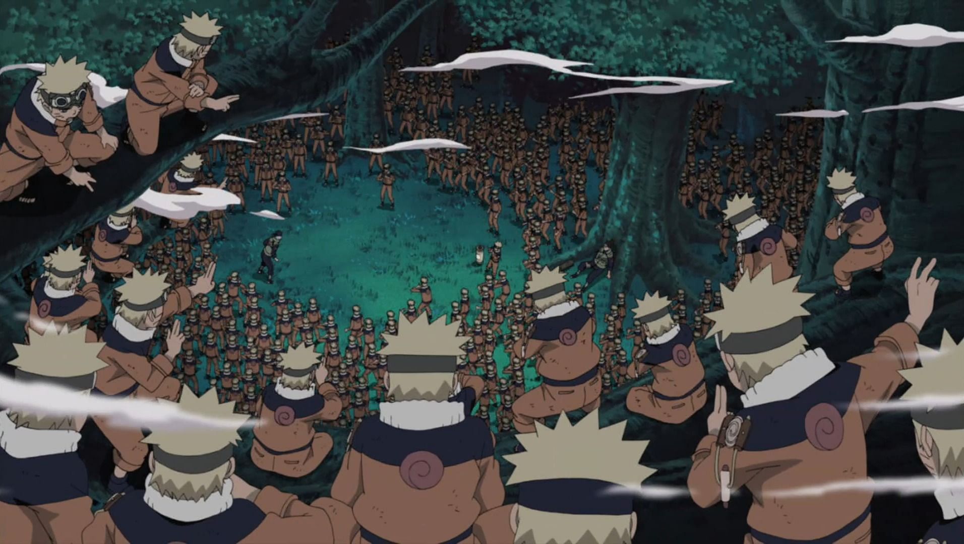 Multiple Shadow Clone Technique as seen in the anime (Image via Studio Pierrot)