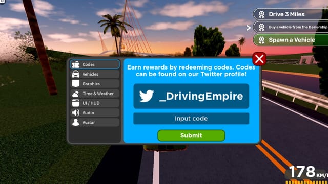 Driving Empire Codes (September 2024)