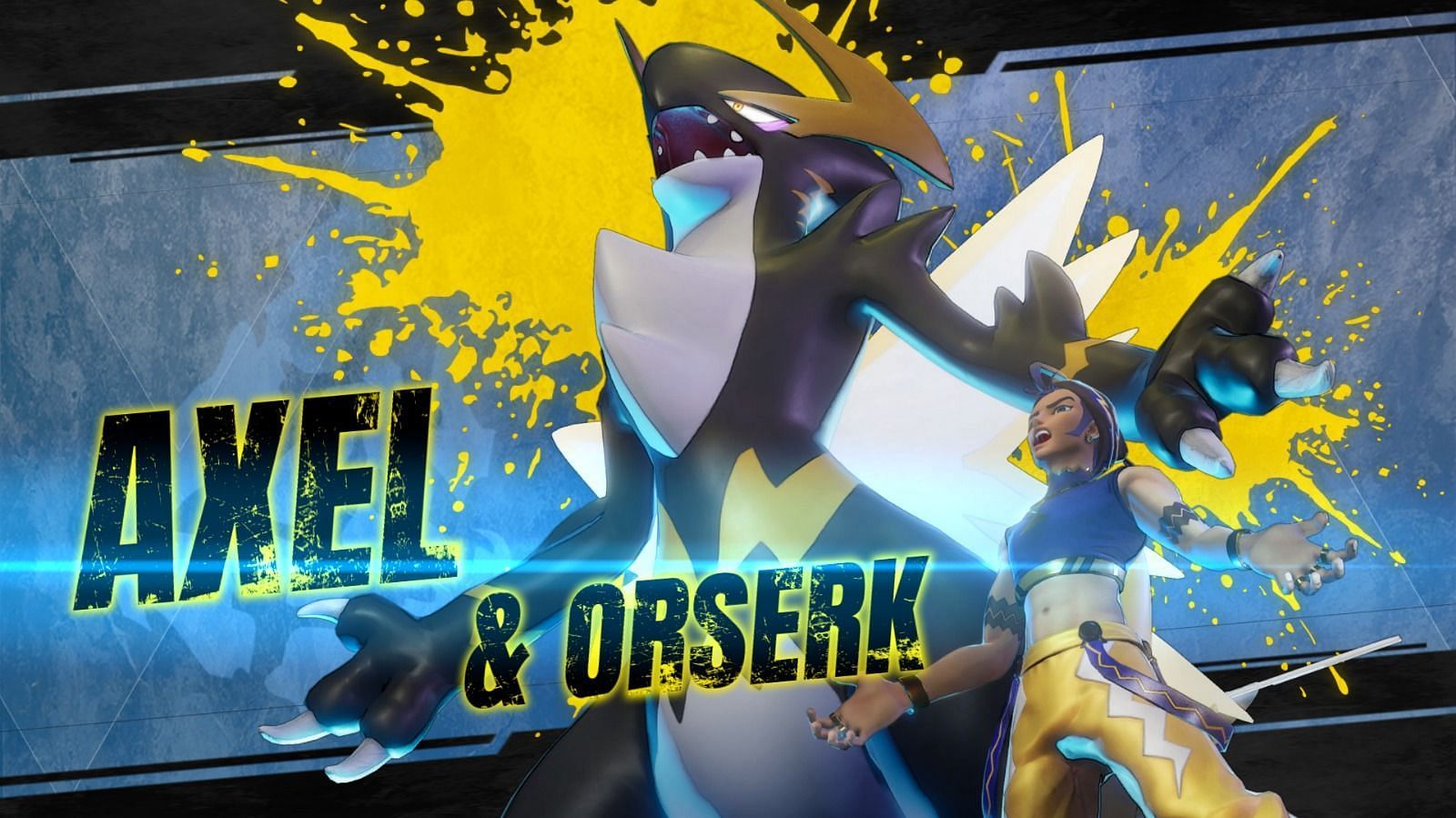 Boss fight banner of Axel and Orserk in Palworld Eternal Pyre Tower.
