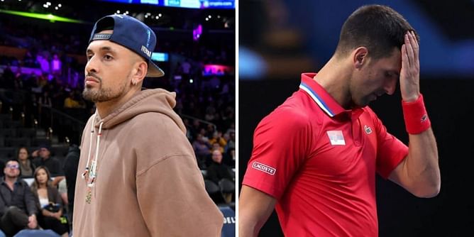 "Are you getting paid by Novak Djokovic to defend him" - Fans react to Nick Kyrgios blaming ball changes for Serb's United Cup loss