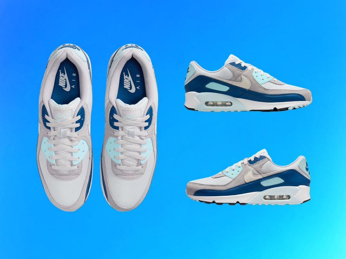 Here&#039;s another look at the upcoming Nike Air Max 90 Glacier Blue shoes (Image via Nike)