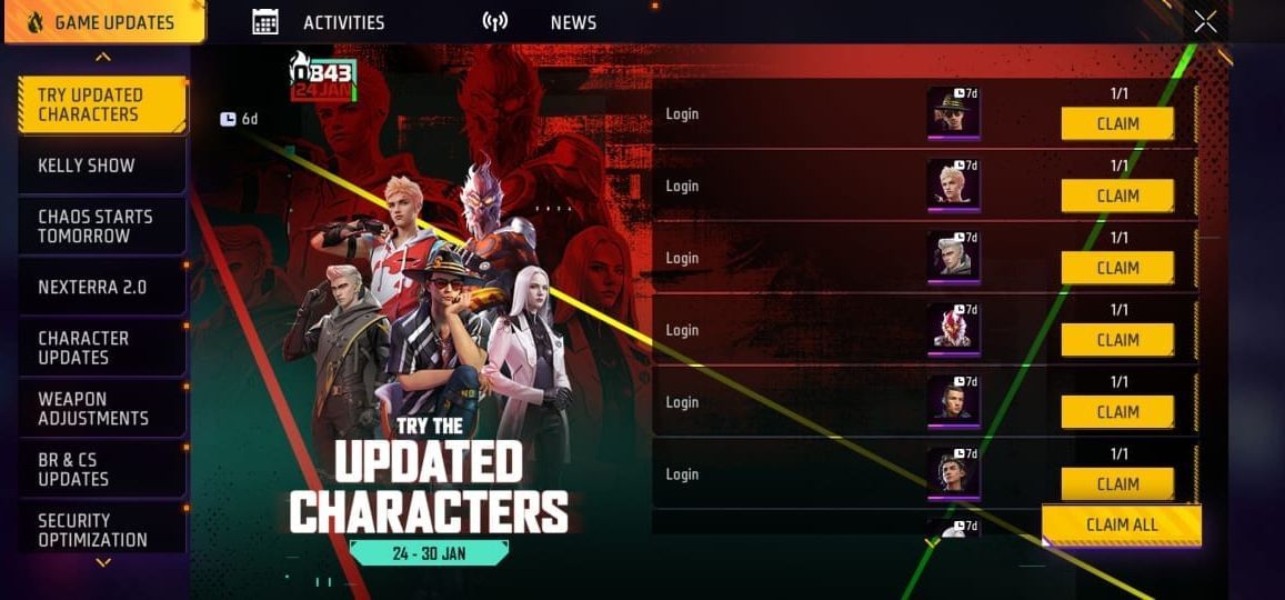  Try Updated Characters इवेंट (Image via Garena)