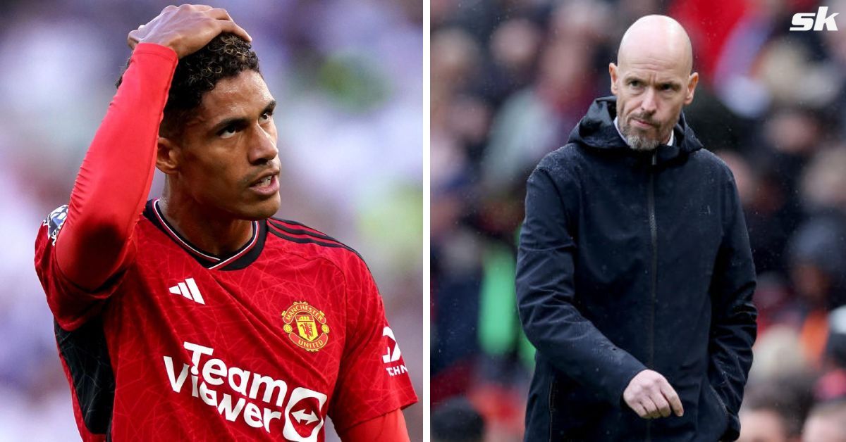 Erik ten Hag and Raphael Varane (via Getty Images)