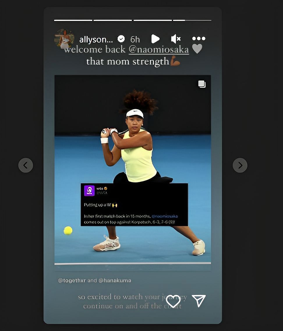 Allyson Felix Congratulatory message to Naomi Osaka