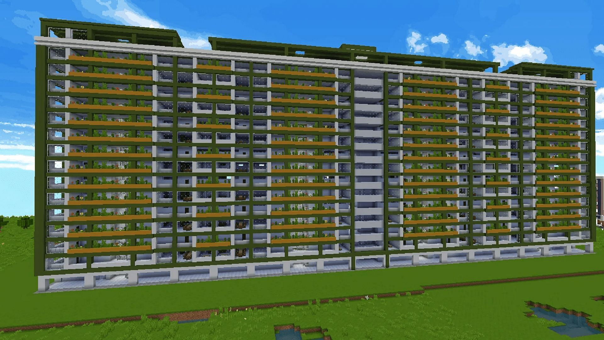 Creating Minecraft builds using brutalist architecture can be cheap and rewarding (Image via JorCano127/Reddit)