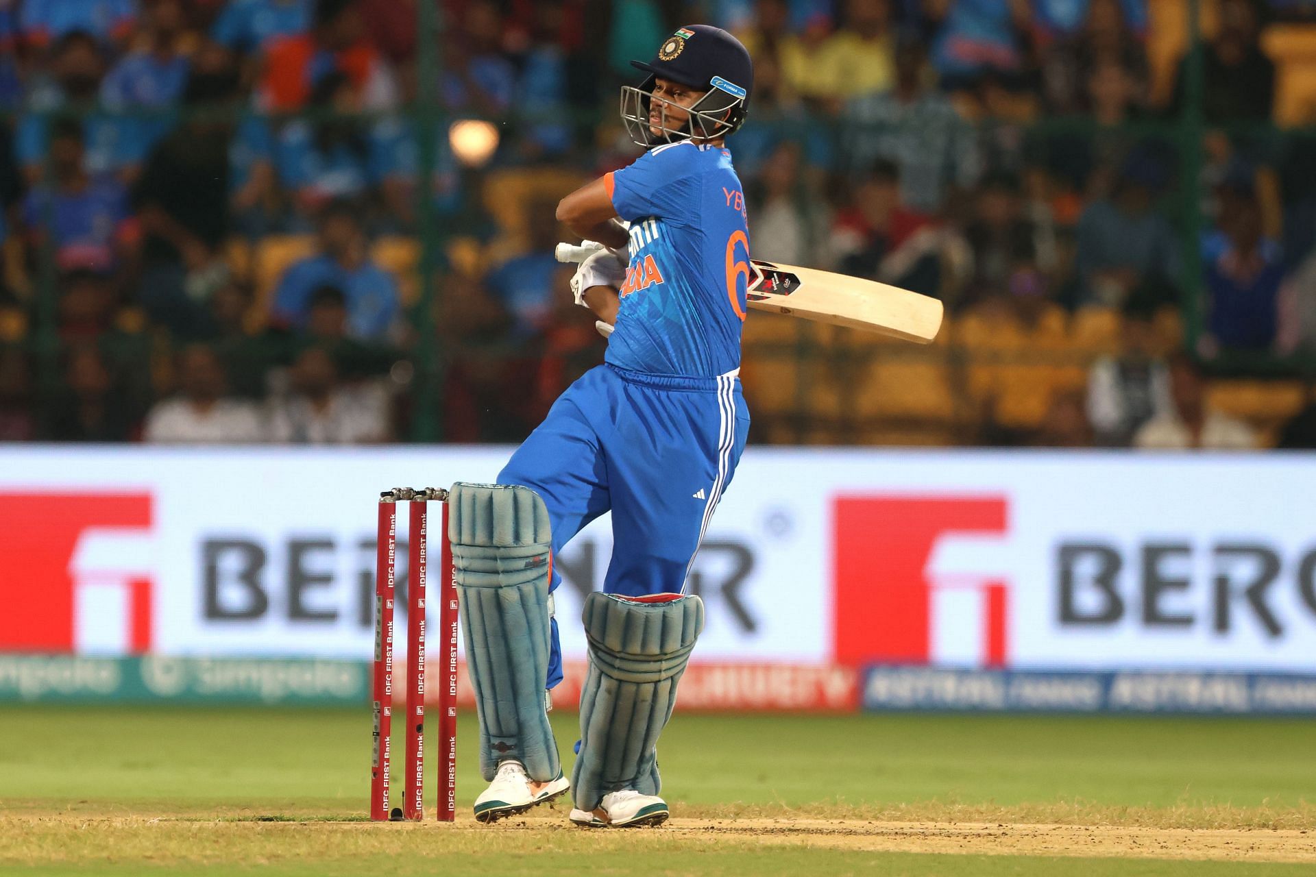 Yashasvi Jaiswal bats in Bangalore: India v Australia - T20I Series: Game 5