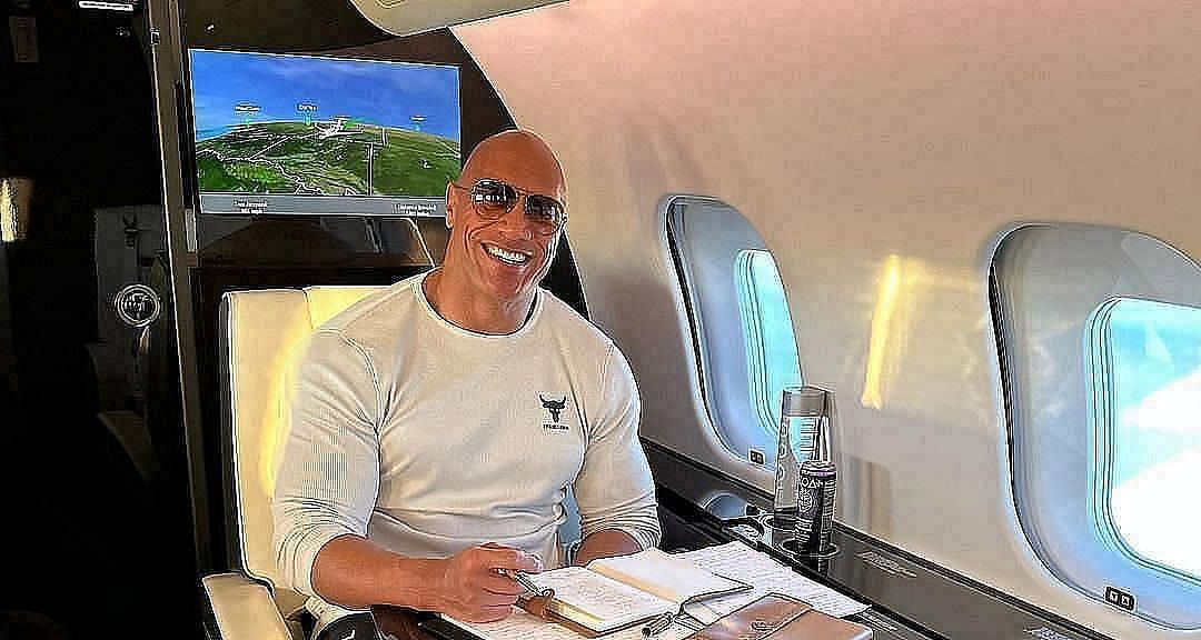 The Rock in his private jet, Source: The Rock&rsquo;s Instagram