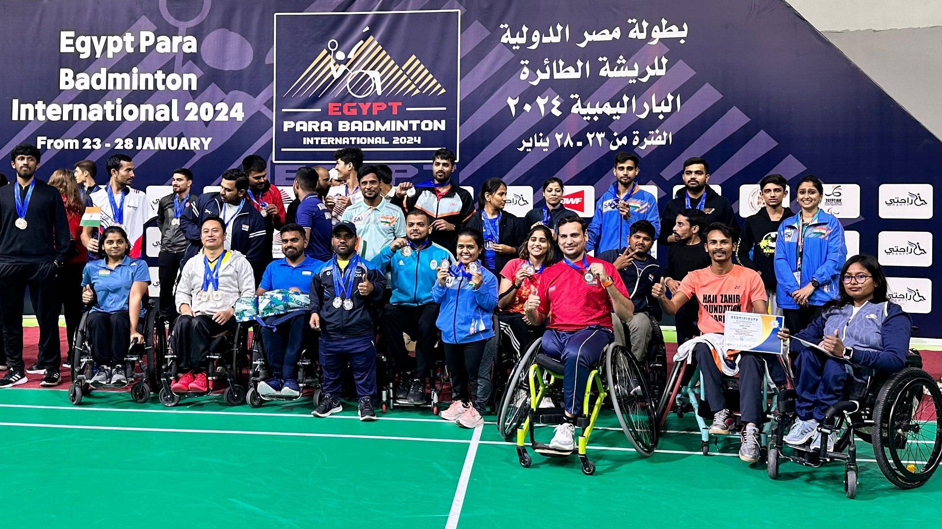 Indian medal winners at the Egypt Para Badminton International 2024 (Image Credits: Paralympic India Twitter)