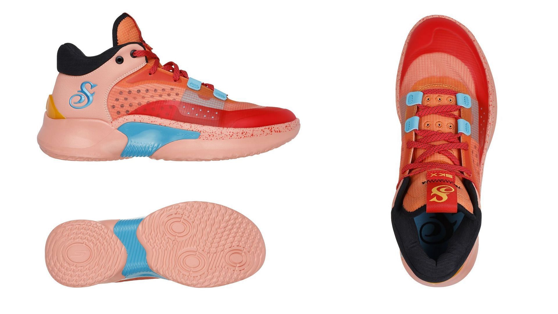 Detailed look at orange colorway (Image via Skechers)