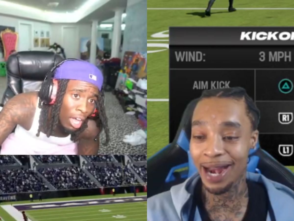 Kai Cenat reacts after trailing 33-0 to Flight23white (Image via Twitch/Kai Cenat and Flight23white)