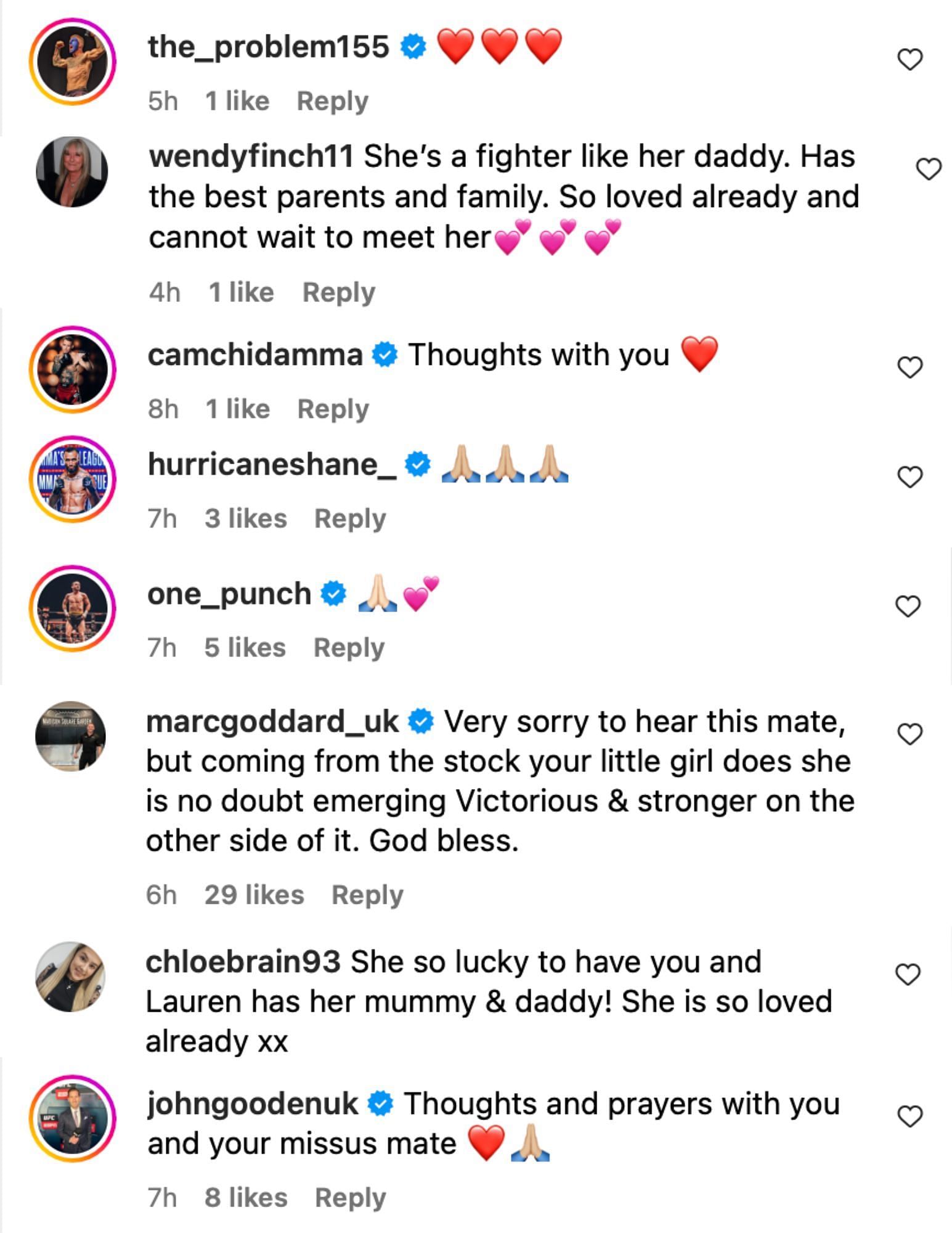 Comments from Nathaniel and Lauren Wood&#039;s Instagram post [via @theprospectmma on Instagram]