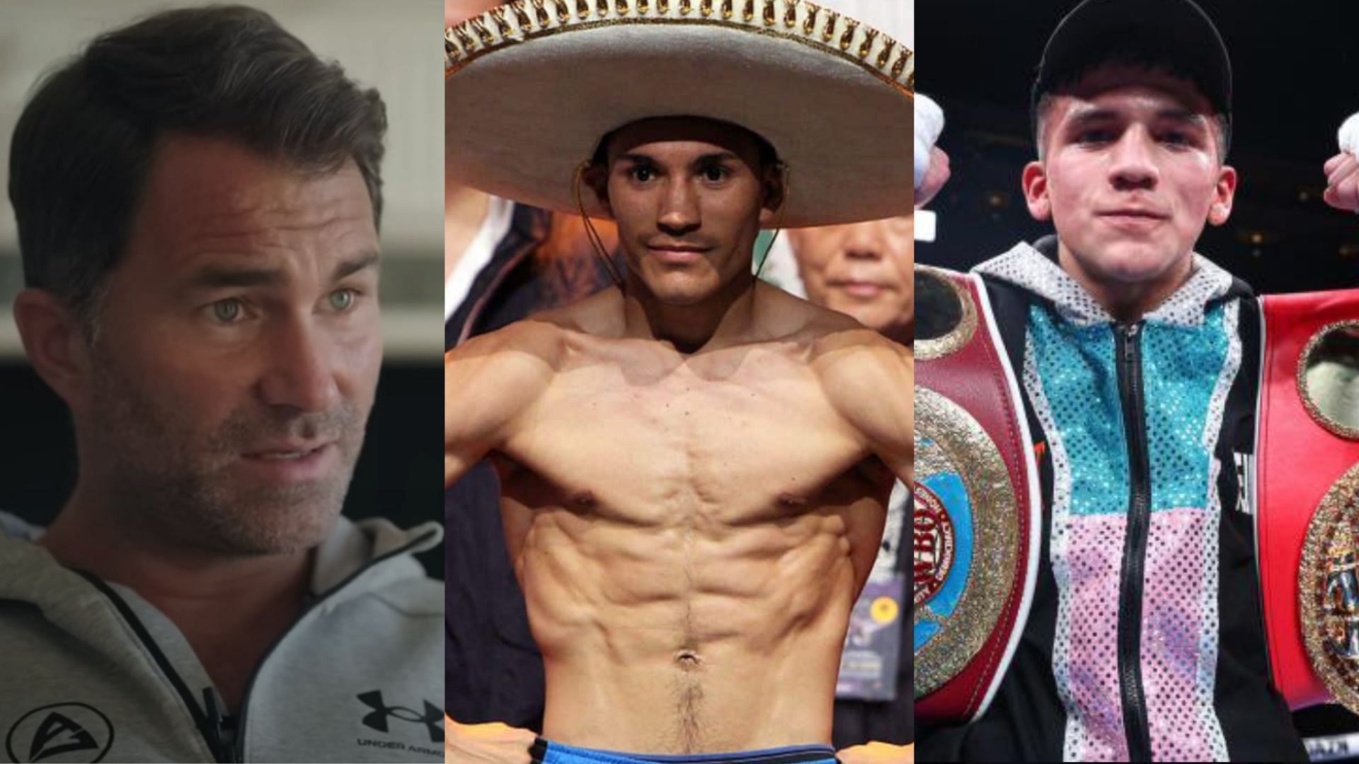 Eddie Hearn (left) wants to see Juan Estrada (centre) face Jesse Rodriguez (right) next [Images courtesy of @matchroomboxing on Instagram]