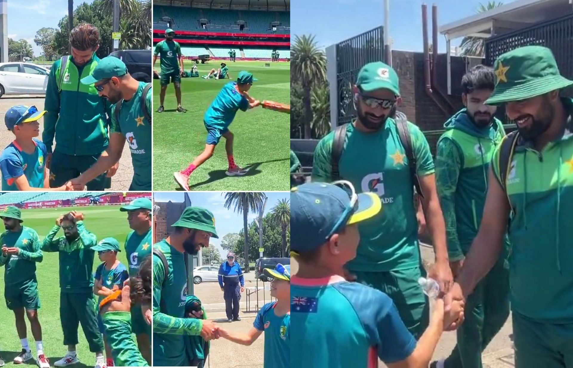 Pakistan players with Will Symonds in Sydney. 