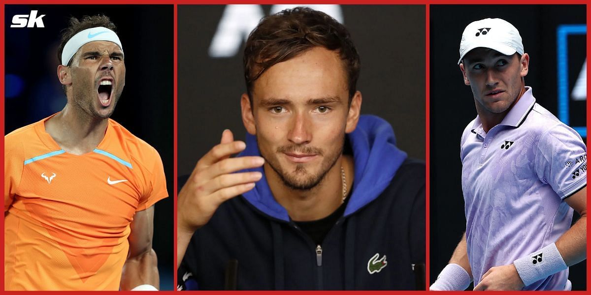 Rafael Nadal, Daniil Medvedev and Casper Ruud