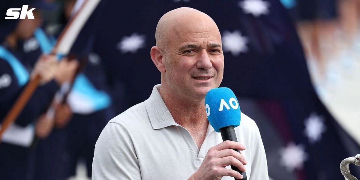 Andre Agassi addresses the media